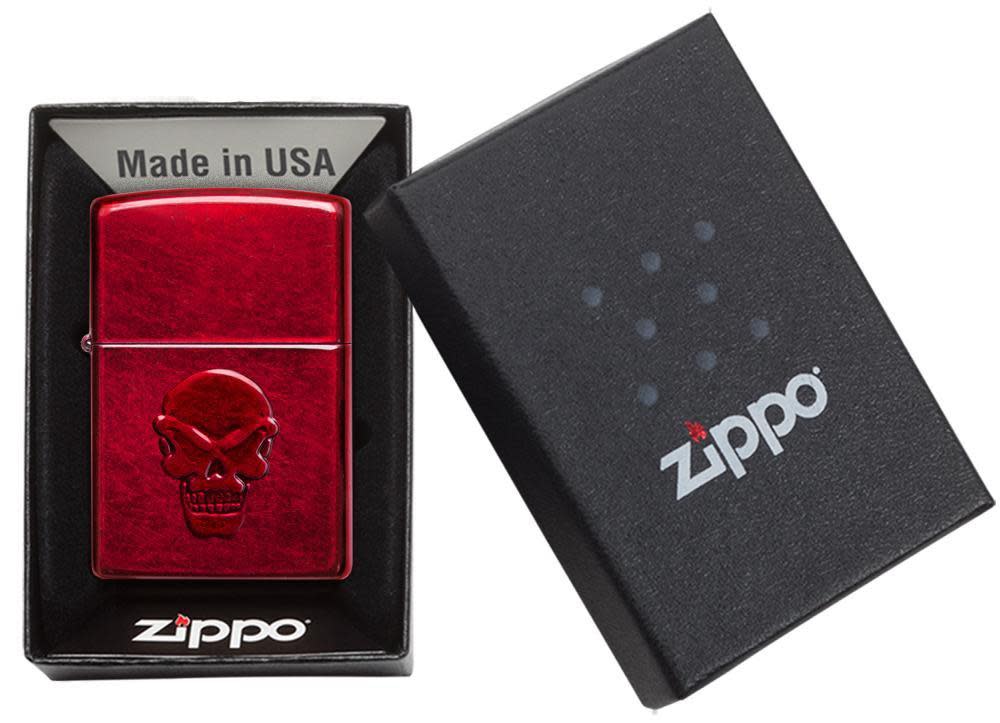 Front view of the Doom Skull Lighter in packaging 