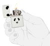 White Matte Panda Windproof Lighter in hand