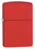 Front shot of Classic Red Matte Zippo Logo Windproof Lighter standing at a 3/4 angle