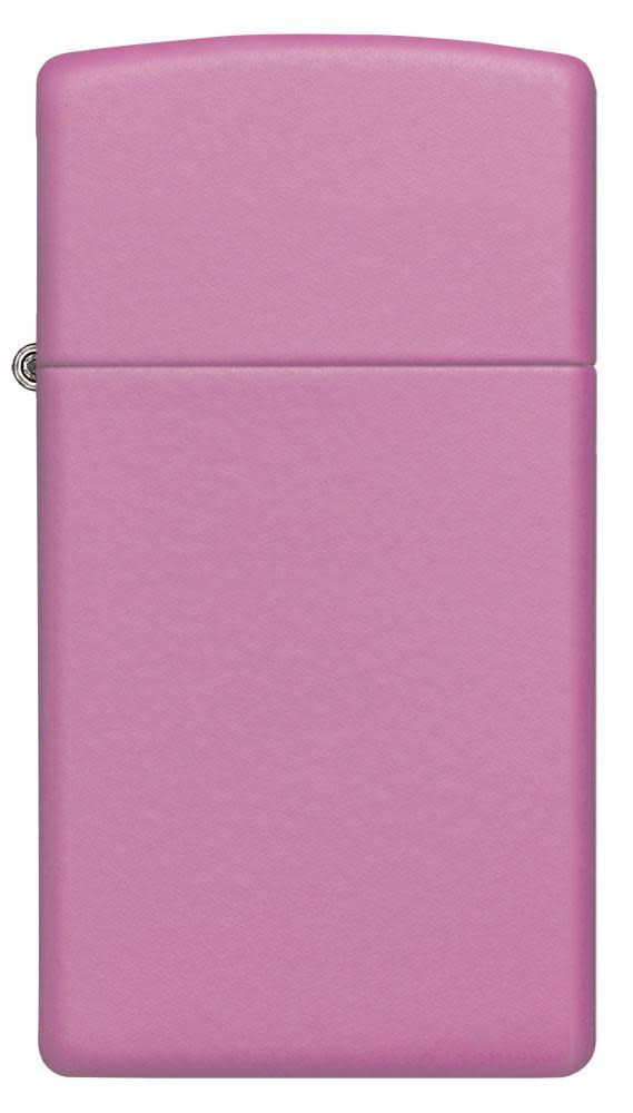 Front view of the Slim Case with Pink Matte Finish Lighter 