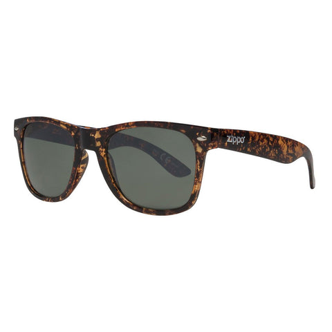 Green Flash Classic Sunglasses with Brown Patterned Frames