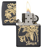 Front view of the Joke Skeleton Tipping Hat with Bronze Swirls on Black Matte Lighter open and lit 