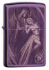 Anne Stokes High Polish Purple Windproof Lighter standing at a 3/4 angle