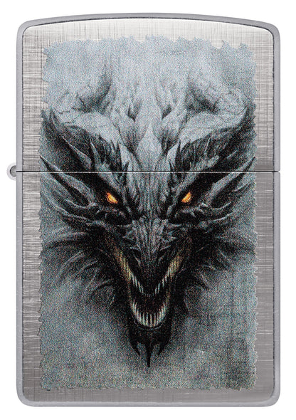 Front shot of Zippo Dragon Design Linen Weave Windproof Lighter.
