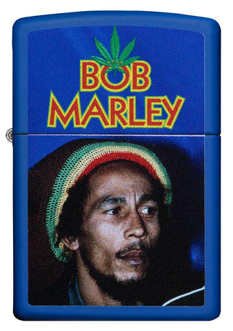 Front of Bob Marley Royal Blue Matte Windproof Lighter