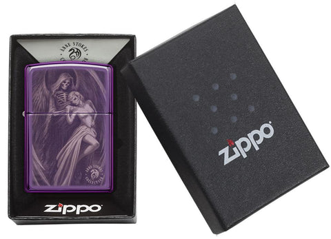Anne Stokes High Polish Purple Windproof Lighter in its packaging