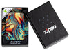 Zippo Colorful Swirl Design Glow in the Dark 540 Color Windproof Lighter in its packaging.