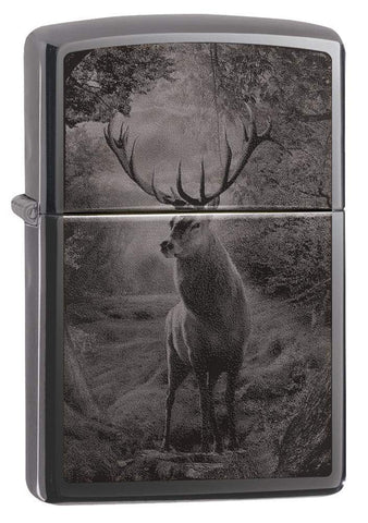 Front shot of Deer Design Black Ice® Lighter standing at a 3/4 angle