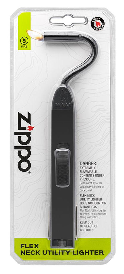 Black Flex Neck Utility Lighter in its blister packaging