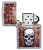 Front view of the Rusted Skull Design Lighter open and unlit