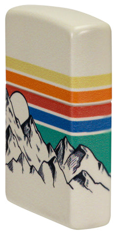Angled shot of Zippo Mountain Design 540 Color Windproof Lighter showing the front and right side of the lighter.