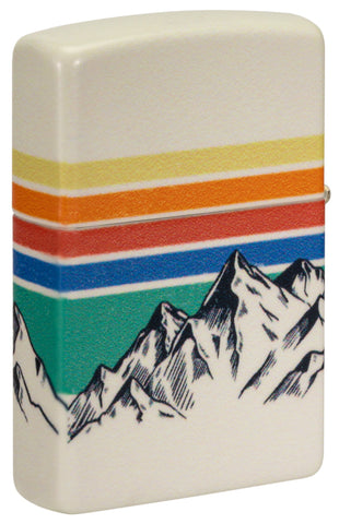 Back shot of Zippo Mountain Design 540 Color Windproof Lighter standing at a 3/4 angle.