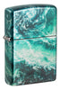 Front shot of Zippo Rogue Wave Design 540 Fusion Windproof Lighter standing at a 3/4 angle.