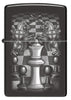 Front view of Zippo Chess Design High Polish Black Windproof Lighter.