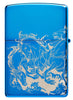 Back shot of Zippo Atlantis Design High Polish Blue Windproof Lighter.