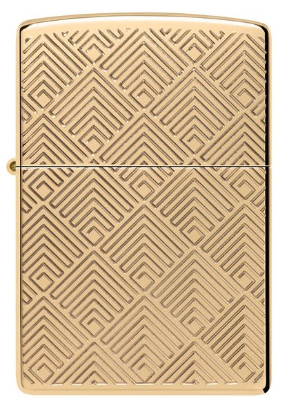 Front view of Zippo Pattern Design Armor High Polish Brass Windproof Lighter.