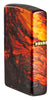 Angled shot of Zippo Lava Flow Design 540 Fusion Windproof Lighter showing the back and hinge side of the lighter.