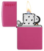 Classic Frequency Zippo Logo Windproof Lighter with its lid open and lit.