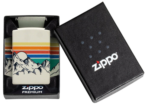 Zippo Mountain Design 540 Color Windproof Lighter in its packaging.