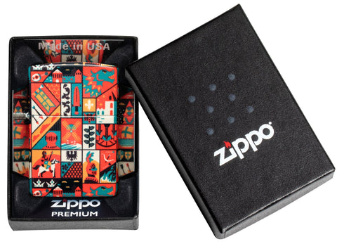 Zippo Old Ages Design 540 Matte Windproof Lighter in its packaging.