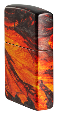 Angled shot of Zippo Lava Flow Design 540 Fusion Windproof Lighter showing the front and right side of the lighter.
