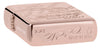 Zippo Script Collectible Armor Rose Gold Windproof Lighter laying flat and showing the bottom stamp.