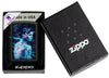 Zippo Black Light Cyber Woman Design Black Matte Windproof Lighter in its packaging.