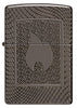 Front view of Zippo Flame Pattern Design Armor Black Ice Windproof Lighter .