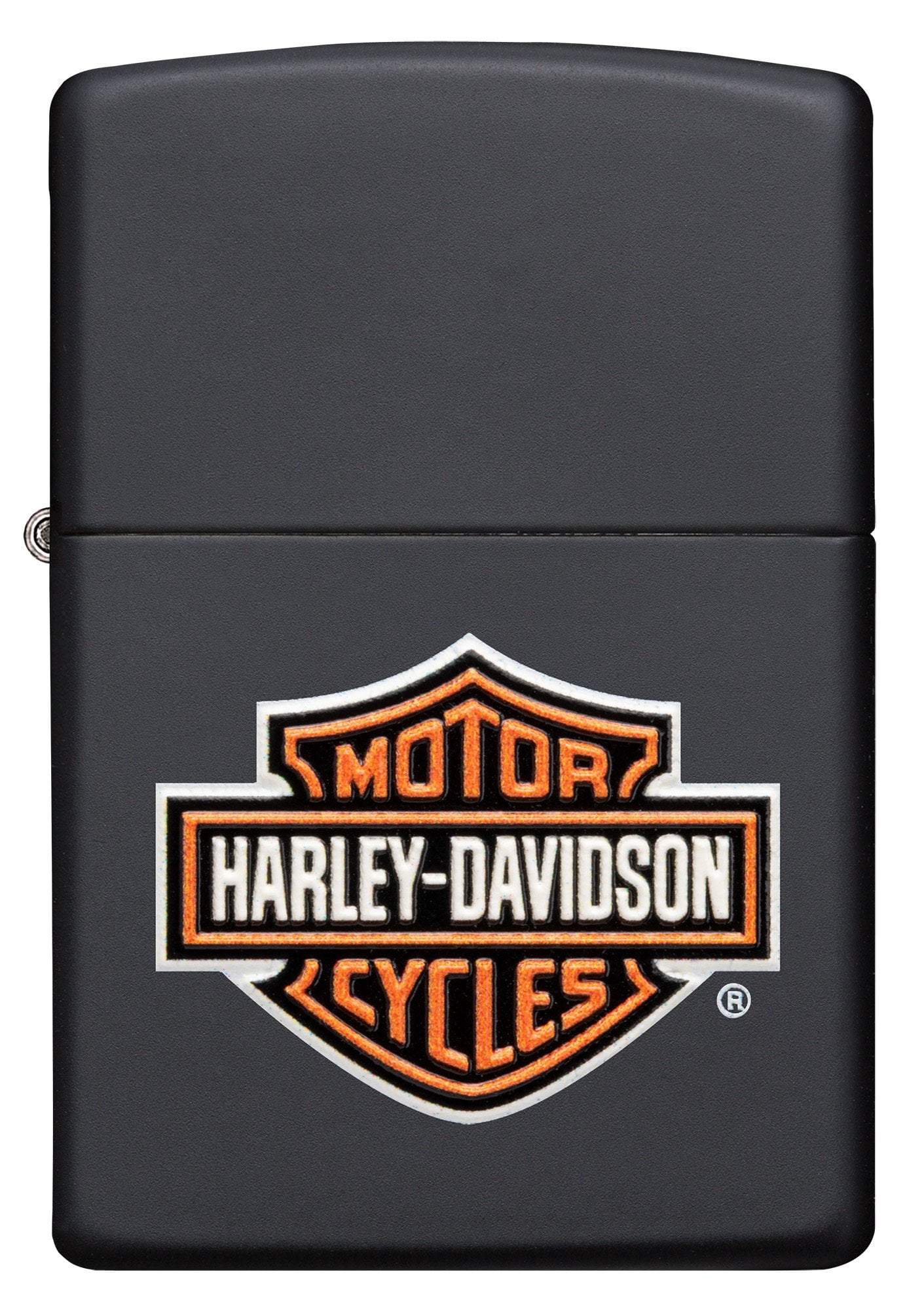 Front of Harley-Davidson® Texture Print Classic Logo Black Matte Lighter