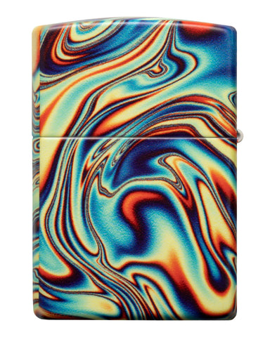 Back view of Zippo Colorful Swirl Design Glow in the Dark 540 Color Windproof Lighter.