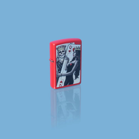 Glamour shot of Zippo Skull King Queen Beauty Red Matte Windproof Lighter