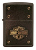 Front of Harley-Davidson® Logo Leather Design Brown Windproof Lighter