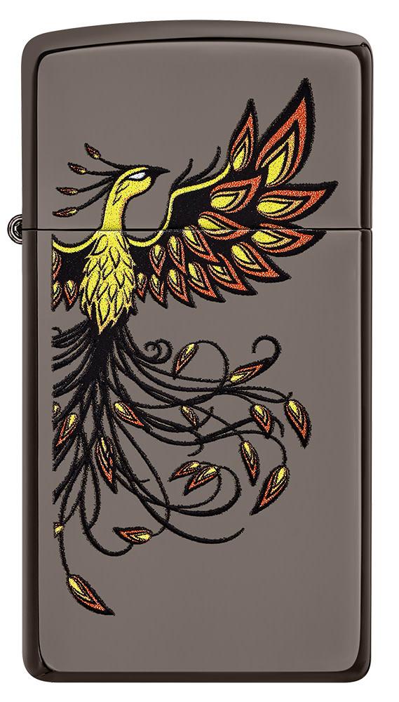 Front of Slim® Phoenix Design Black Ice® Windproof Lighter