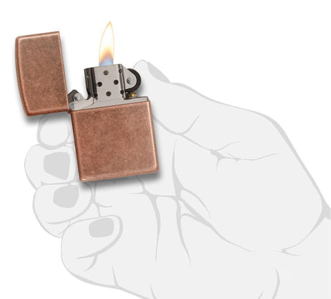 301FB- Antique Copper Windproof Zippo Lighter regular insert in hand
