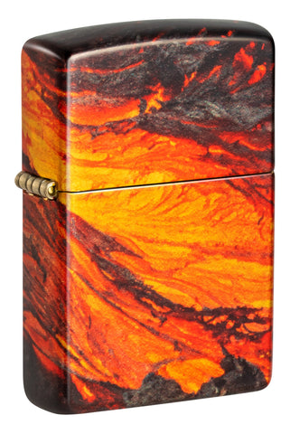 Front shot of Zippo Lava Flow Design 540 Fusion Windproof Lighter standing at a 3/4 angle.